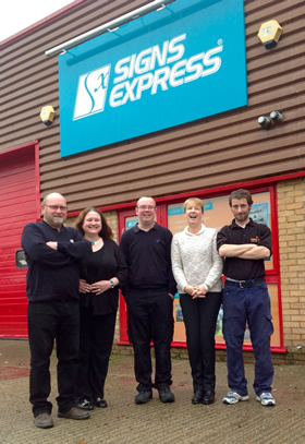 E   Signs Express Aberdeen new owner Olive Hamilton 2nd from Right
